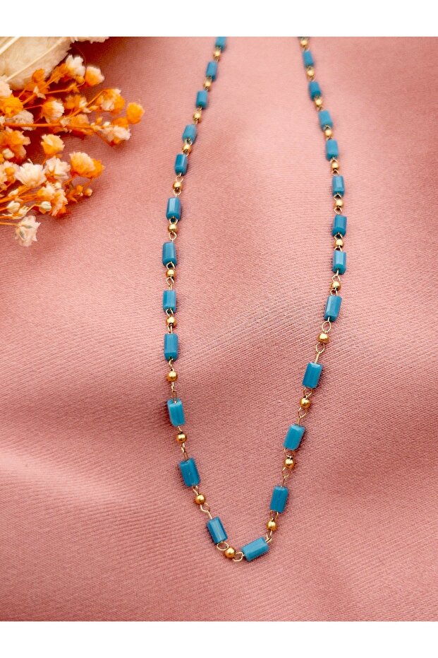 Topçuklu Boncuklu Çelik Kolye - 2