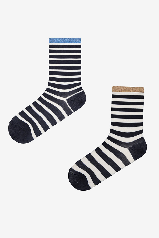 Shiny Line 2 Pack Black Gold Color Glitter Socket Socks
