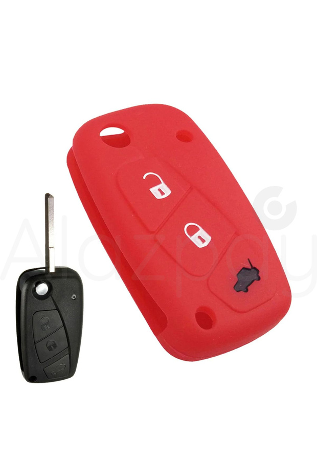 Fiat Compatible Fiorino, Iveco, Ducato, Doblo, Linea, Punto, Stilo, Flat Silicone Key Cover (Red)