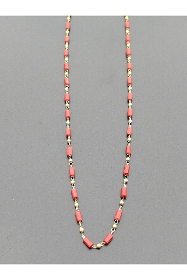 Topçuklu Boncuklu Çelik Kolye - 5