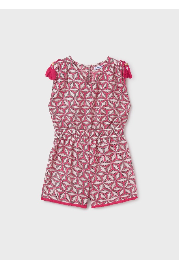 Girl's Printed Short Jumpsuit Fuchsia 6868