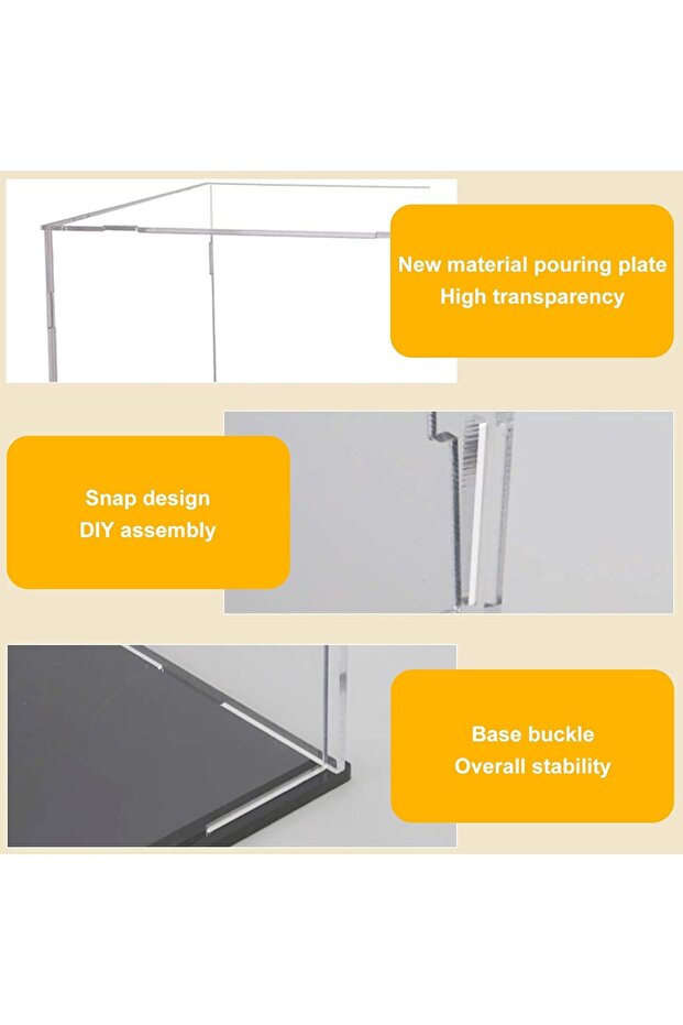 Acrylic Display Case with Black Base, Clear Display Box Acrylic Dustproof Showcase - 4