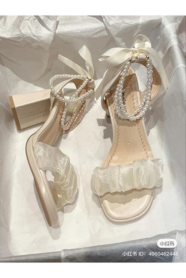 2 Pcs White Color Pearl Satin Fashion Women Anklet B2619M