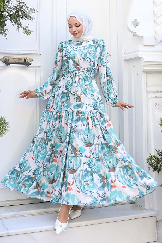 Rochie hijab cu model verde 549 - 4