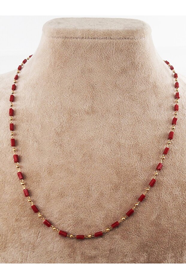 Topçuklu Boncuklu Çelik Kolye - 3