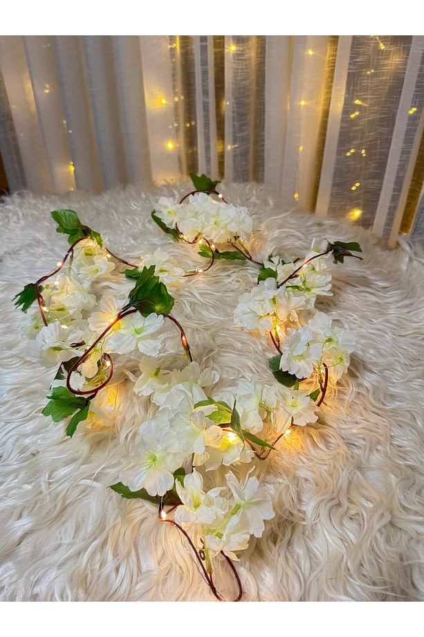 Unutma Beni Çiçeği Yapay Kiraz Çiçeği SAKURA ve 3 Metre Led Işık Seti - Yapay Çiçek Sarmaşık - 3