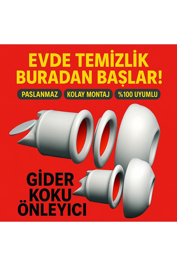 2 ADET Koku Yok! Çekvalfli Adaptör Conta Lavabo Gideri Koku Önleyici - 3