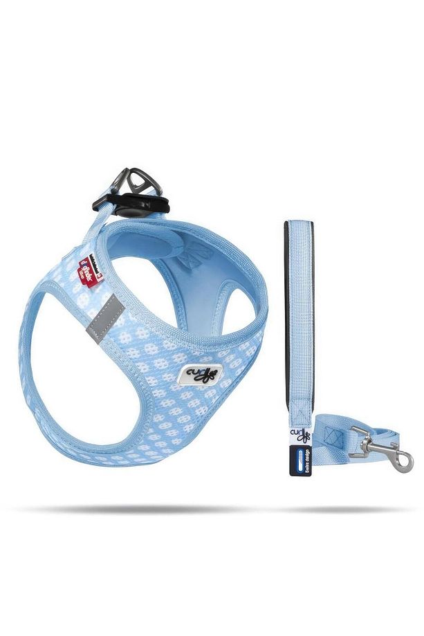 Vest Puppy Harness Puppy Set Köpek Göğüs Tasması Gezdirme Kayışı Skyblue-circles - 1