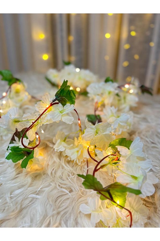 Unutma Beni Çiçeği Yapay Kiraz Çiçeği SAKURA ve 3 Metre Led Işık Seti - Yapay Çiçek Sarmaşık - 5