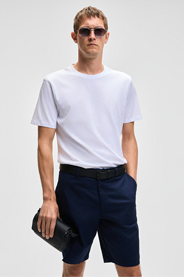 Mocassin Men's 100% Cotton Relaxed Fit Round Neck Short Sleeve White T-Shirt