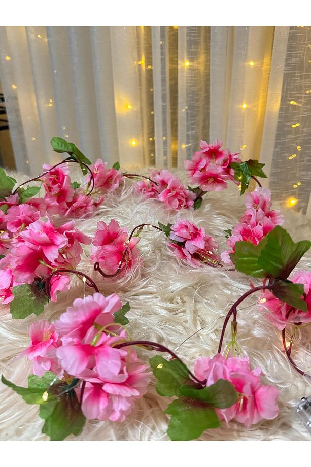 Unutma Beni Çiçeği Yapay Kiraz Çiçeği SAKURA ve 3 Metre Led Işık Seti - Yapay Çiçek Sarmaşık - 4