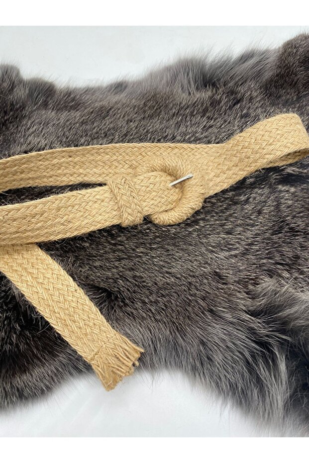 Beige wicker women's belt
