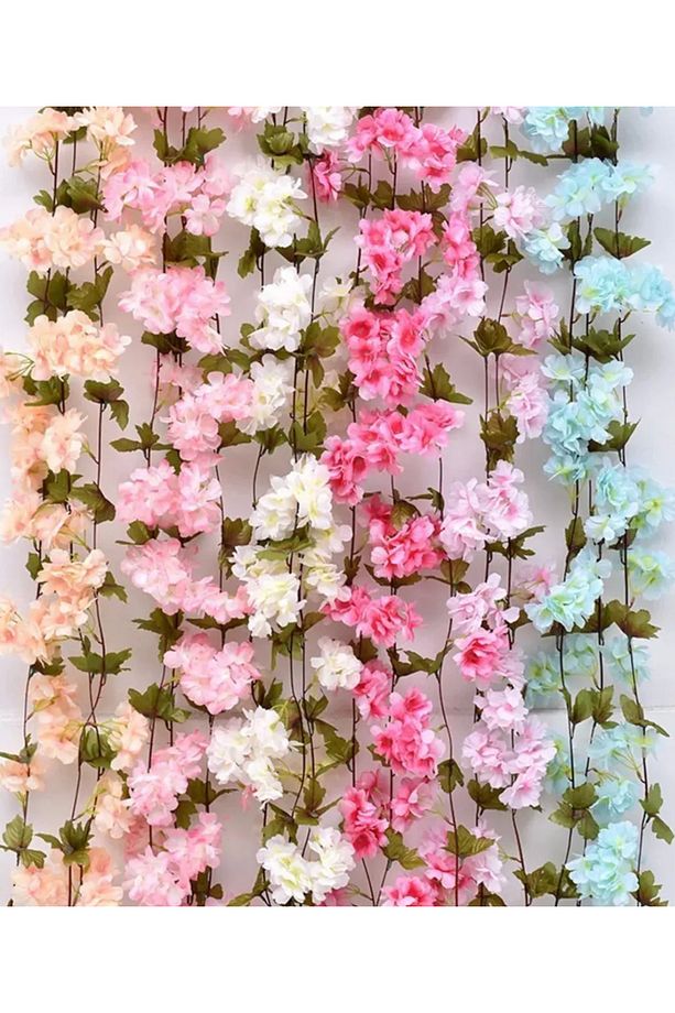 Unutma Beni Çiçeği Yapay Kiraz Çiçeği SAKURA ve 3 Metre Led Işık Seti - Yapay Çiçek Sarmaşık - 7