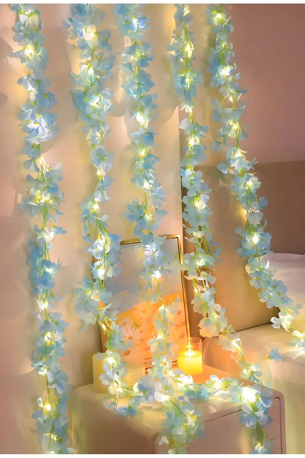 Unutma Beni Çiçeği Yapay Kiraz Çiçeği SAKURA ve 3 Metre Led Işık Seti - Yapay Çiçek Sarmaşık - 3