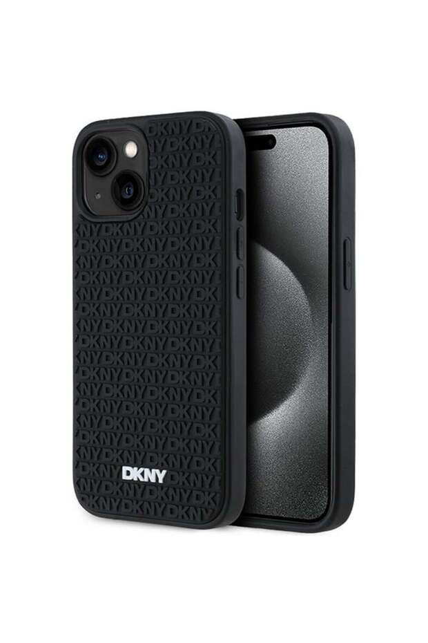 Case for iPhone 15 Plus - DKNY Hardcase 3D Rubber Repeat Pattern (DKHCP15M3DRPWK) - Black