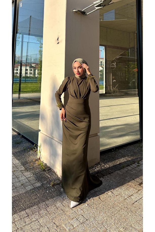 BESTE ÇİFT ÖRME KREP TESETTÜR ELBİSE - 1