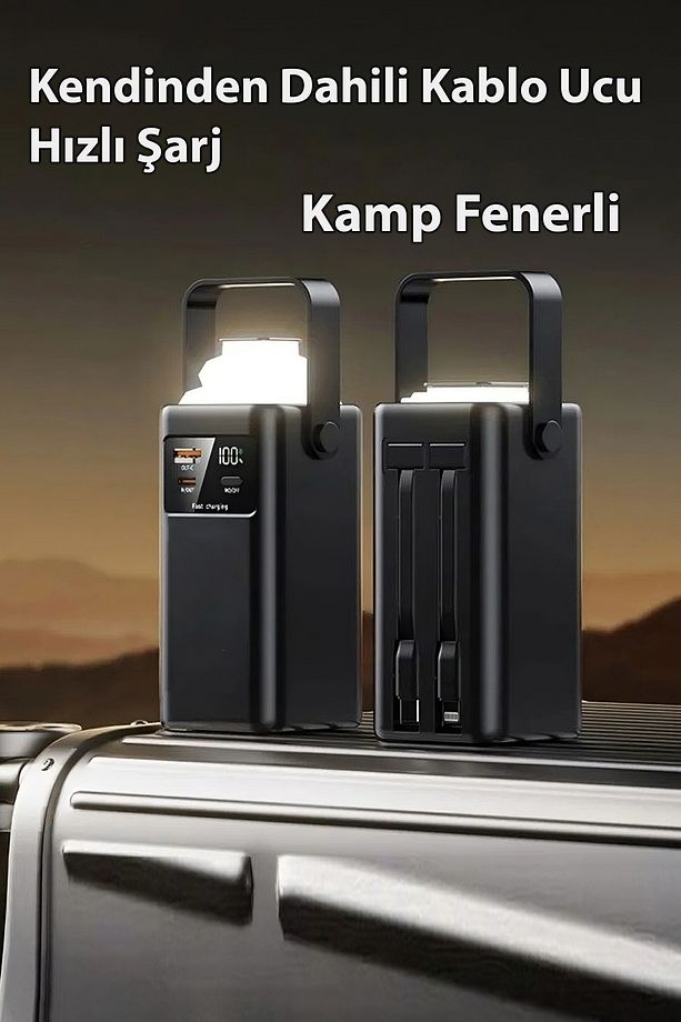 24.000 mAh Ultra Güçlü Powerbank Led Aydınlatmalı Taşıma Askı Hızlı Şarj 22,5w Siyah INT-P03 - 1
