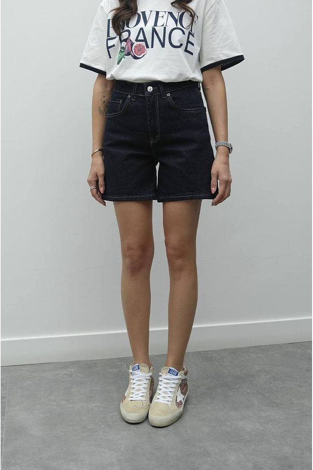 Lacivert Normal Bel Duble Paça Denim Şort - 3