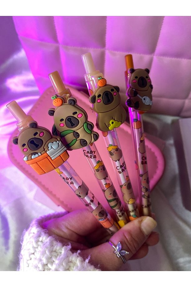 Sevimli capybara kalem ve defter seti (not defteri) hediyelik set - 4
