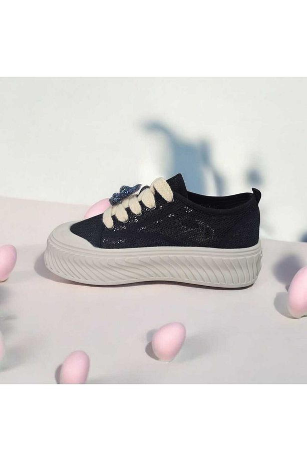 Kadın Triko Fileli Simli Memory Foam Günlük Sneaker Ayakkabı - 3