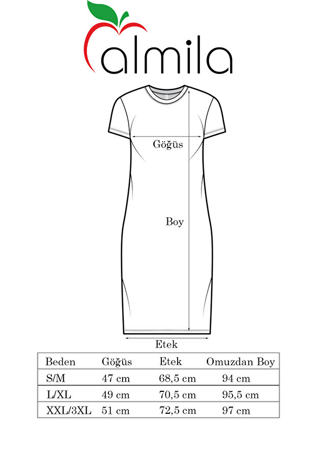 Kolsuz Basic Penye Mini Elbise 2028 - Penye Tunik - 5