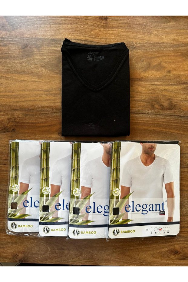100% Natural Hygienic Antibacterial 50% Cotton 50% Bamboo Summer Like No V-Neck Men's Undershirt Pack of 4
