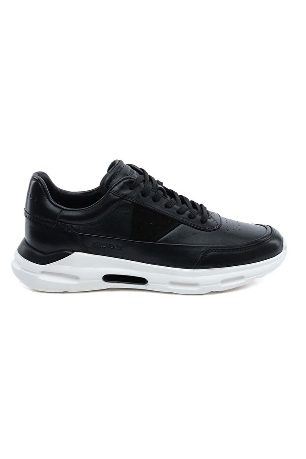 18401 Black Genuine Leather Men's Sports Shoes