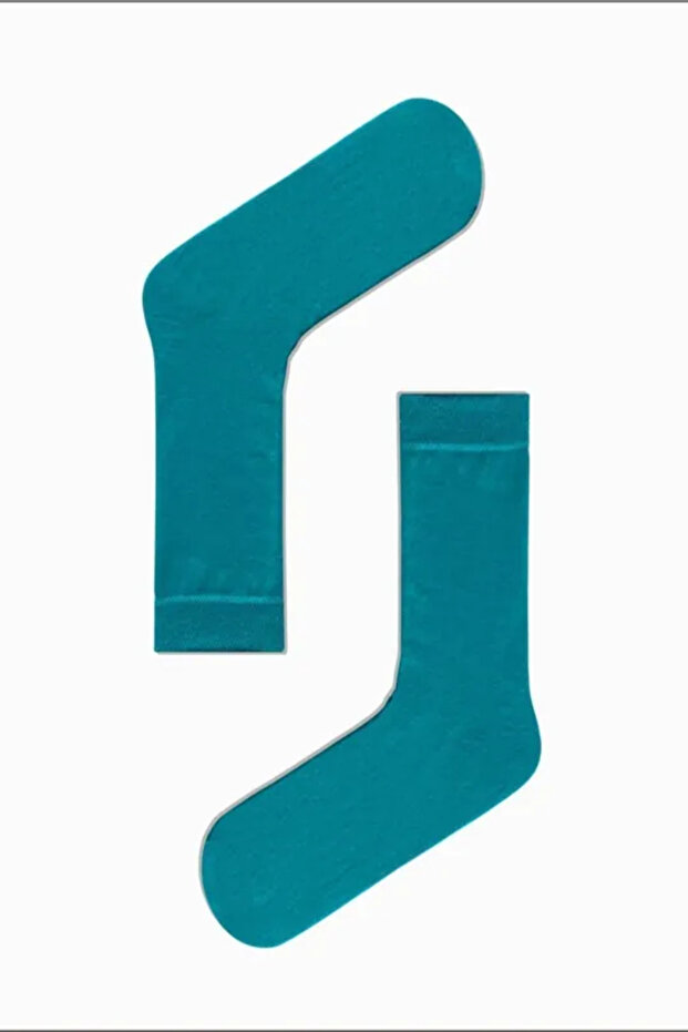 Mint Green Plain Patternless Socket Socks - 2