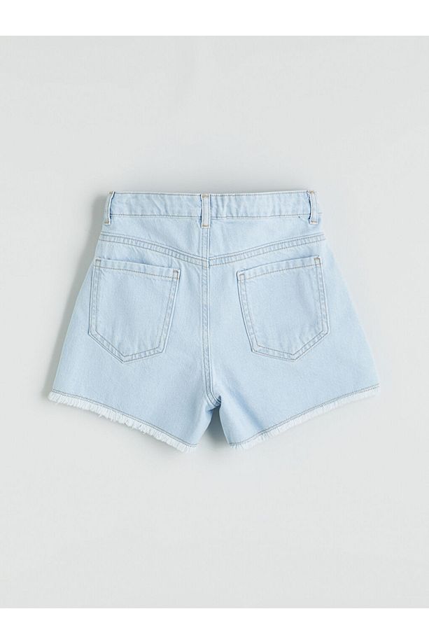 LCW Kids Çiçek Nakışlı Kız Çocuk Jean Şort - 3