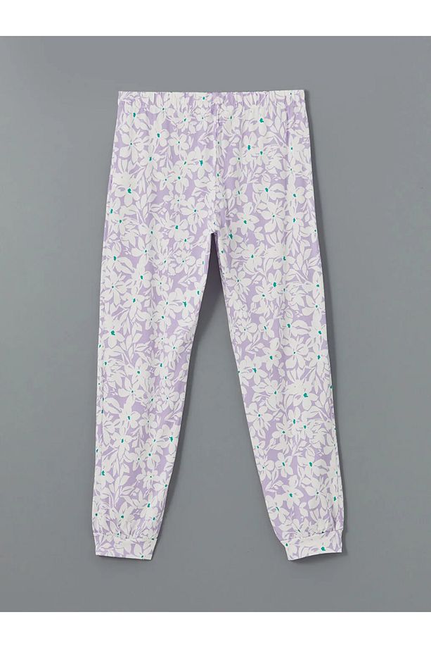 LCW DREAM Ekru Beli Lastikli Çiçekli Kadın Jogger Pijama Alt - 2