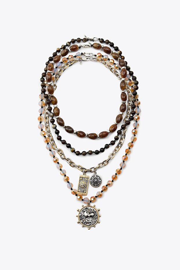 ZRA Model Charm Detaylı Yaz Kolleksiyonu Premium Çoklu Charm Kolye Set - 1