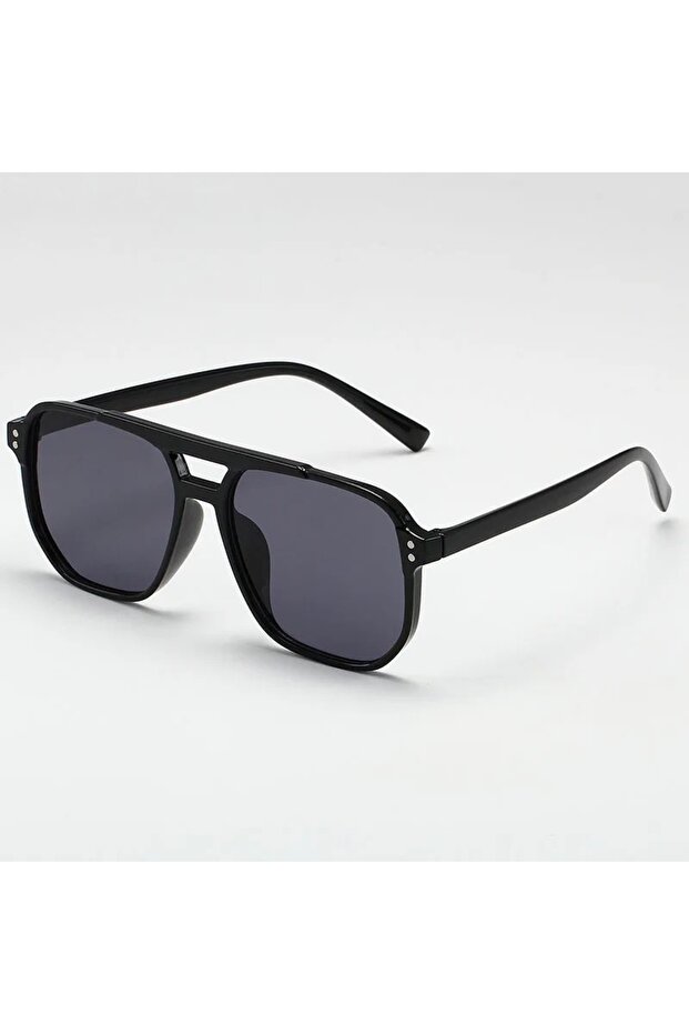 Frank Unisex Square Rectangle Black Matte Uv400 Protected Vintage New Season Sunglasses
