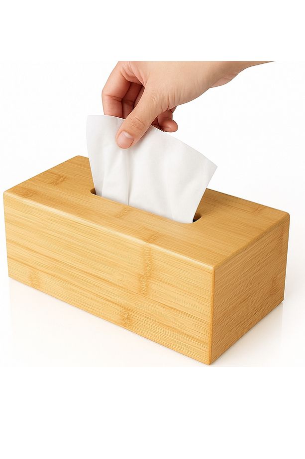 Çok Amaçlı Bambu Peçetelik ve Düzenleme Kutusu 25x14x7,5 cm - 4