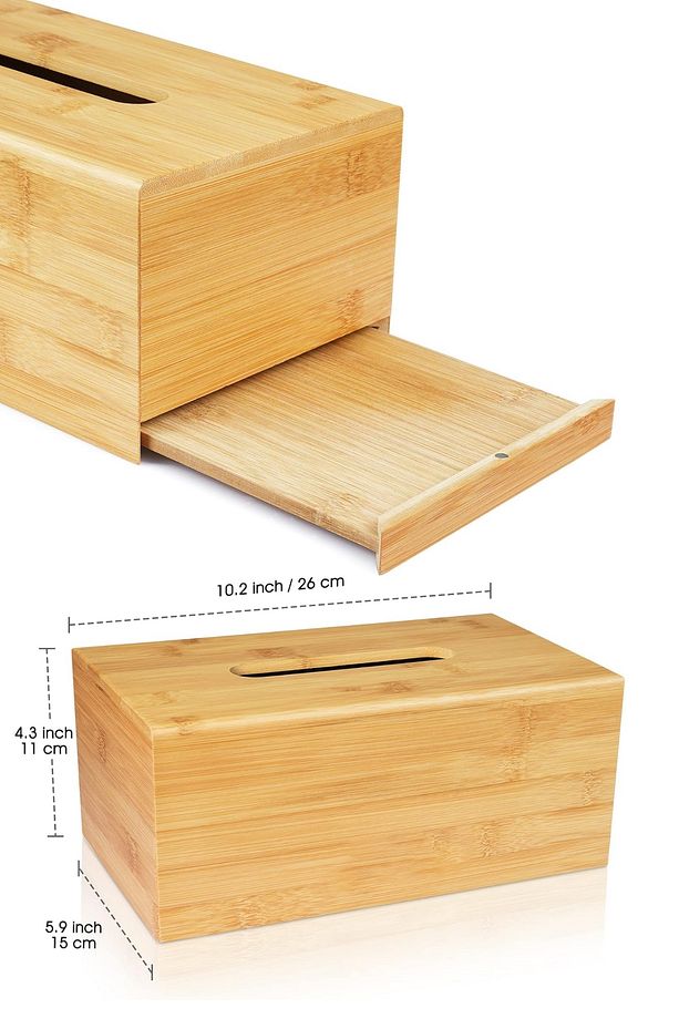 Çok Amaçlı Bambu Peçetelik ve Düzenleme Kutusu 25x14x7,5 cm - 6
