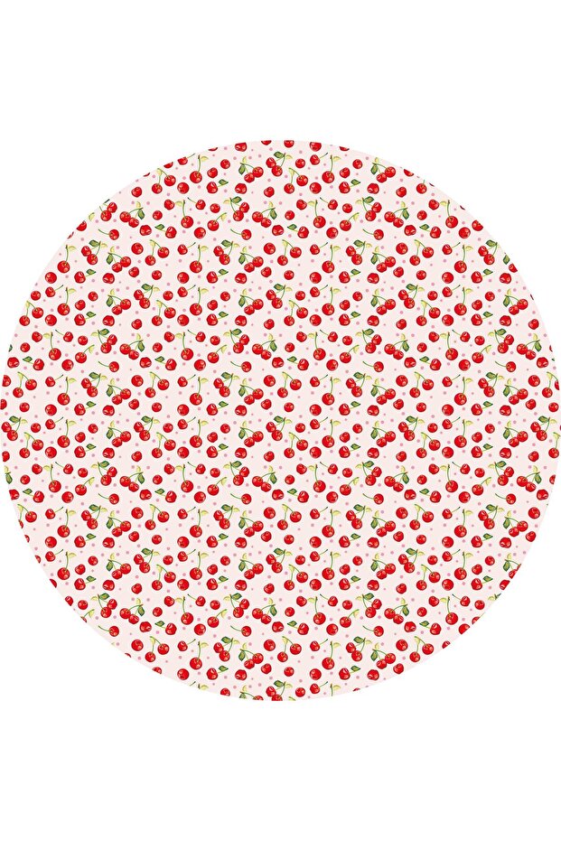مفرش طاولة دائري ملون منقوش بفواكه الكرز - 2