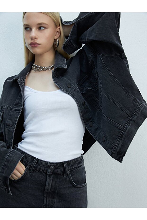 Celıa L Oversızed Jean Ceket - 4