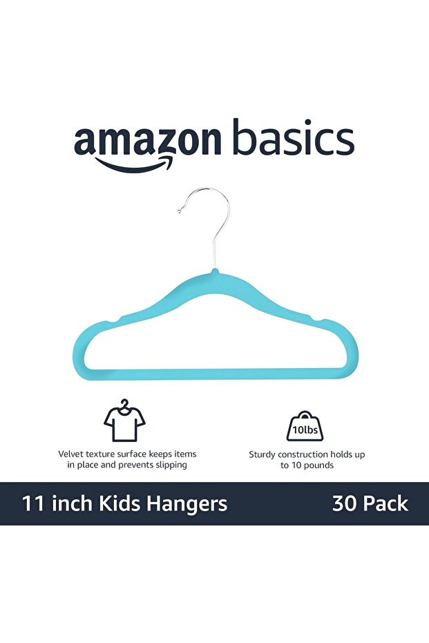 علاقات ملابس مخملية، زرقاء، عبوة من 30 قطعة - 2