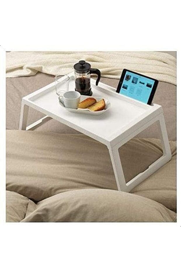 طاولة سرير بلاستيكية قابلة للطي - أبيض - 2