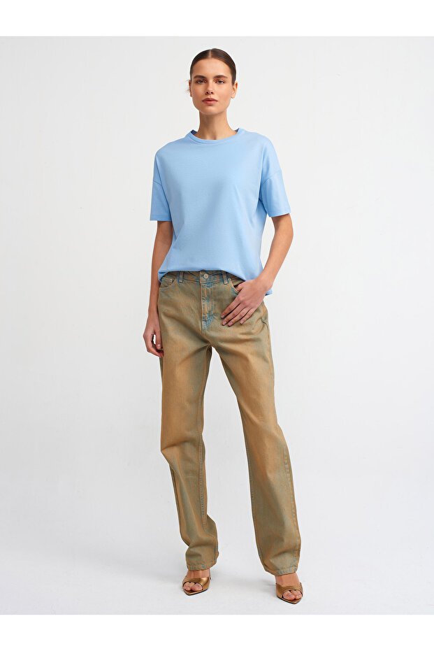 3683 Basic T-Shirt-Mavi - 5