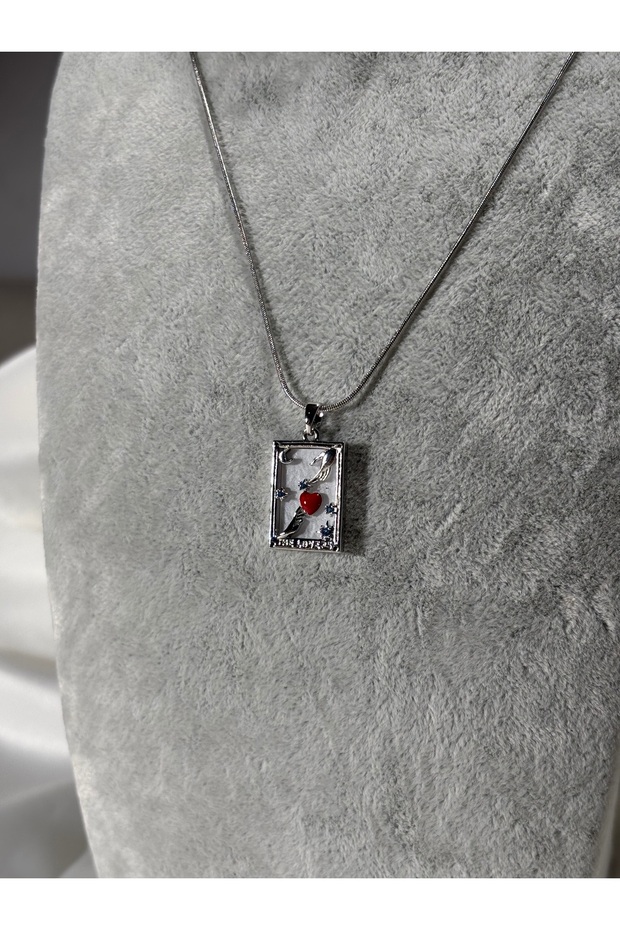 Silver plaka çelik kolye lovers - 4
