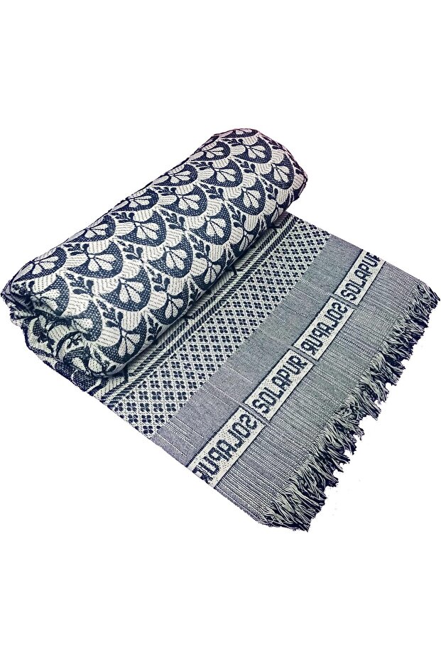 Theone Solapur Chaddar Cotton Blanket, 5 X 7.5Ft, Blue, Durable