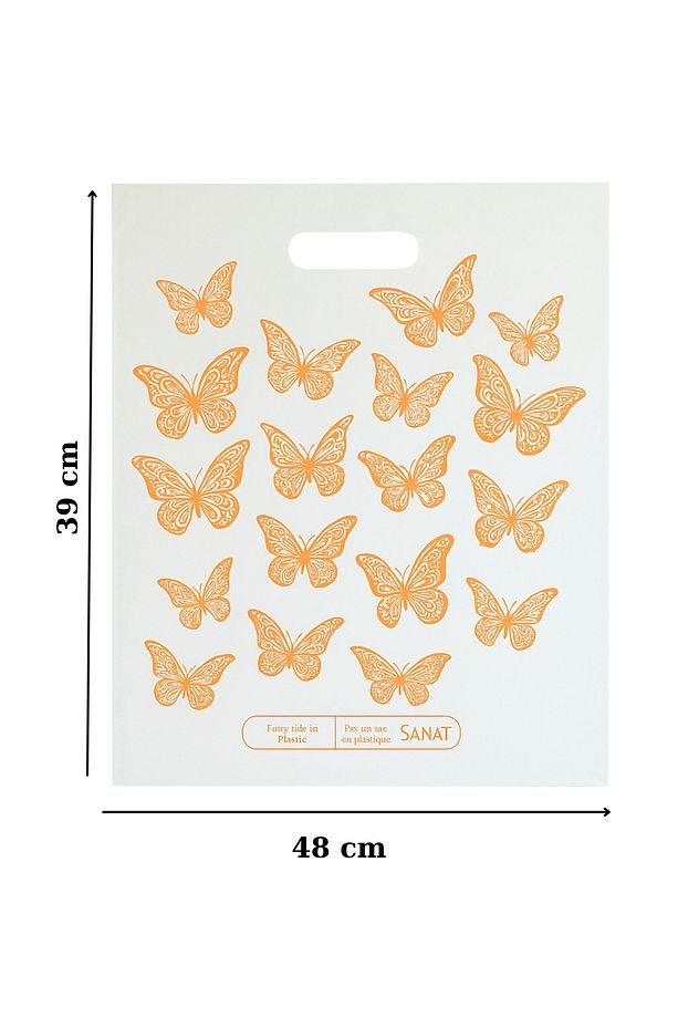 Dayanıklı Güçlendirilmiş Kulplu Kelebek Baskı Takviyeli Poşet No 4 39x48 Cm 50 Li - 3