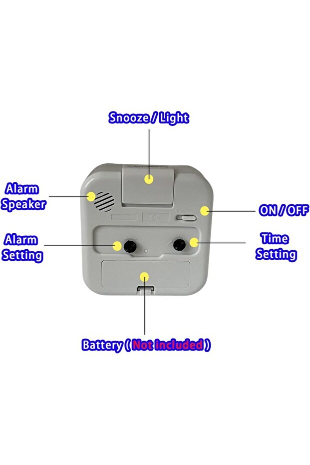 Analog alarm clock without ticks with light and snooze function and top button, white, GUIGUZHJ - 4