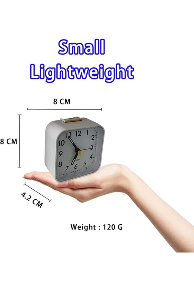 Analog alarm clock without ticks with light and snooze function and top button, white, GUIGUZHJ - 5