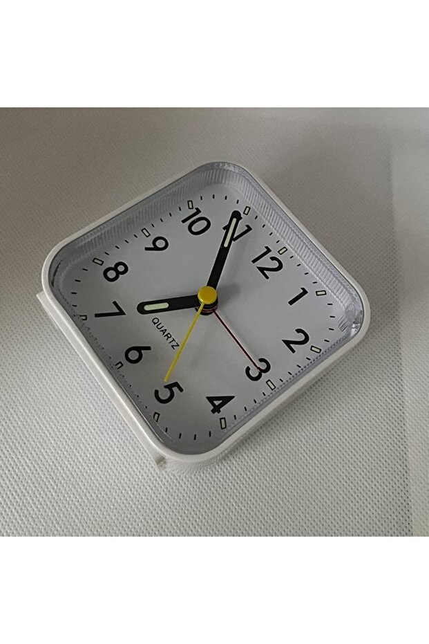 Analog alarm clock without ticks with light and snooze function and top button, white, GUIGUZHJ - 6
