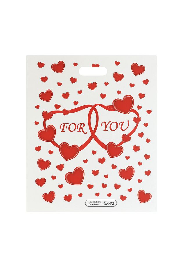Dayanıklı Güçlendirilmiş Kulplu Foryou Kalp Baskı Takviyeli Poşet No 5 47x57,5 Cm 50 Li - 4
