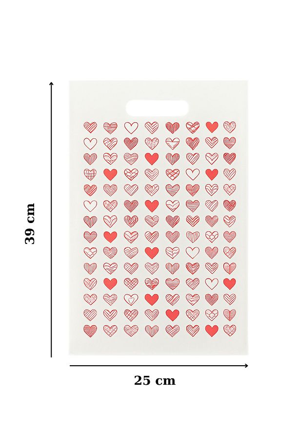 Dayanıklı Güçlendirilmiş Kulplu Kalp Baskı Takviyeli Poşet No 2 39x25 Cm 50 Li - 3