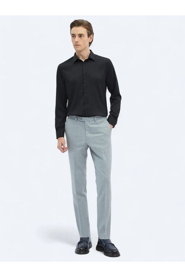 Siyah Düz Regular Fit Dokuma Casual Gömlek - 2