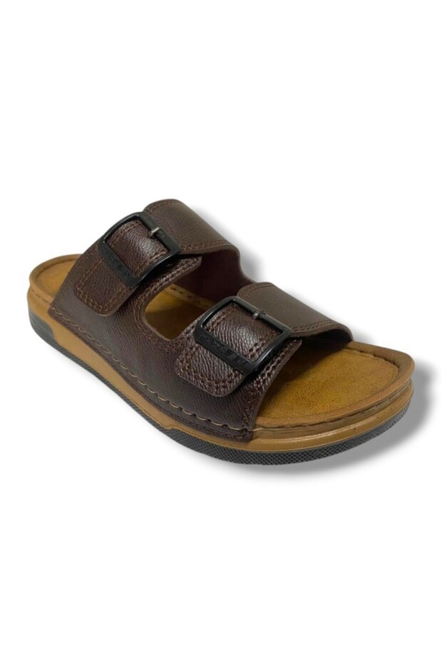 M253-0202-25 Leather Anatomical Soft Double Tape Men's Slippers