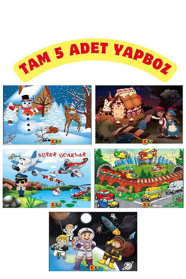 20x30cm Boyamalı Yapboz Seti 5'li - 5 Farklı Yapboz Görseldeki Gibi - 2